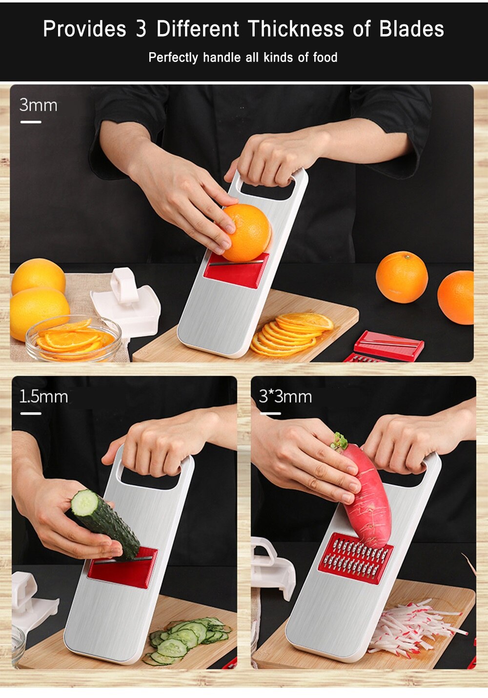 3 In 1 Multifunction Stainless Steel Vegetable Grater