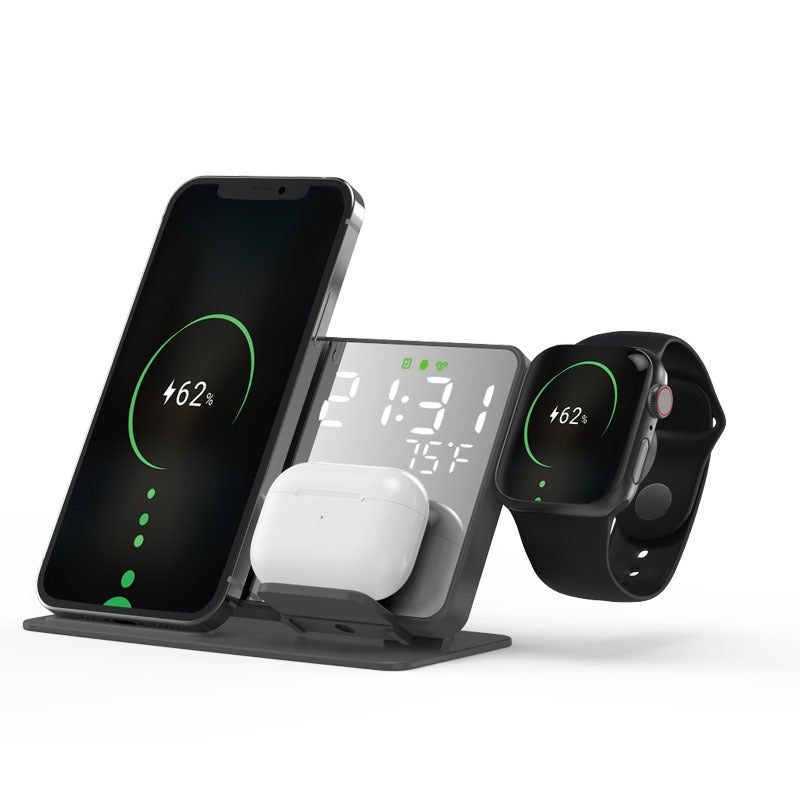 2-in-1 wireless charging time display alarm clock