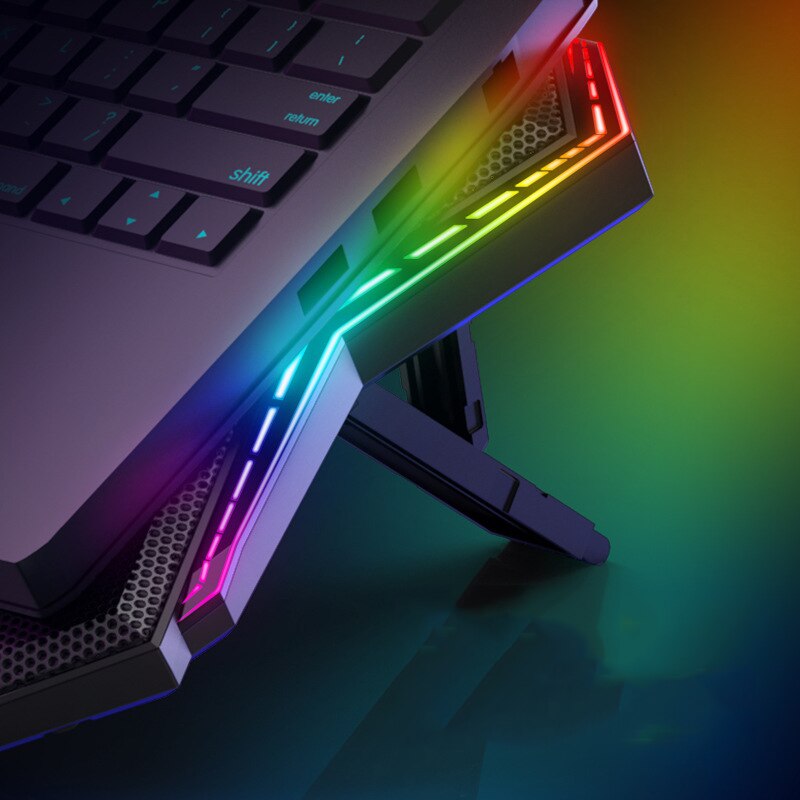 Gaming Laptop Cooler with Six Fans and RGB Lighting – Cooling Pad for 12-17 Inch Laptops