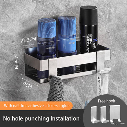 304 Stainless Steel Bathroom Storage Rack Wall-Mounted Hole-Free