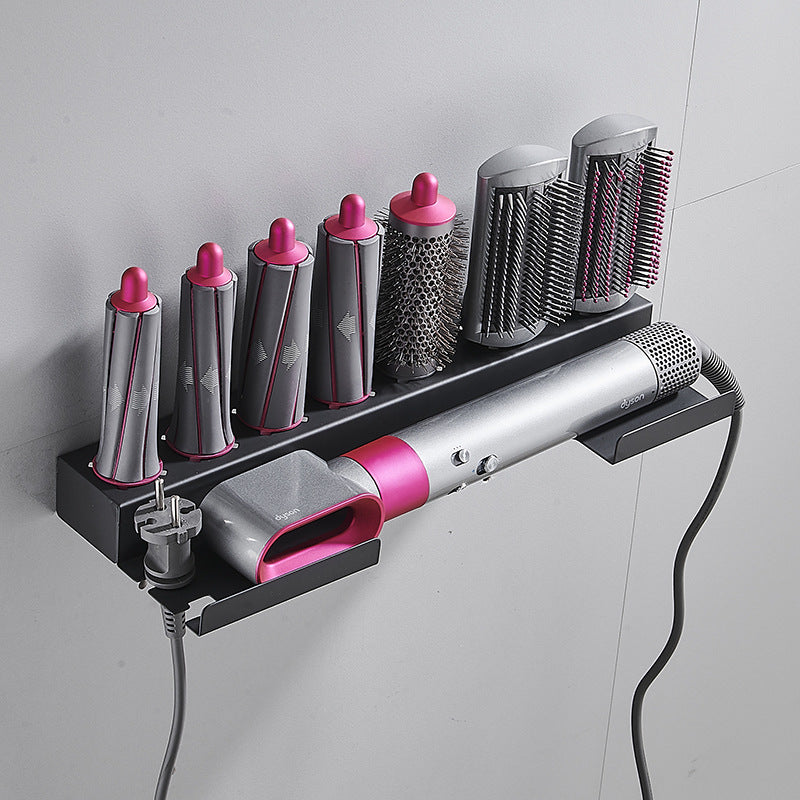 Wall-Mounted Storage Rack for Dyson Hair Dryer and Curling Attachments – Black Stainless Steel