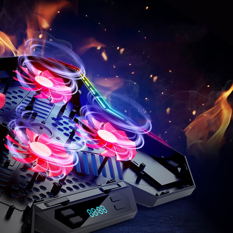Gaming Laptop Cooler with Six Fans and RGB Lighting – Cooling Pad for 12-17 Inch Laptops